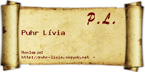 Puhr Lívia névjegykártya